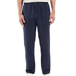 Armor Lux Pants Men's 30 Navy Blue Heritage Linen Trousers Slim Classic Woven